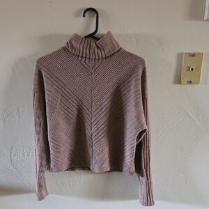 Women's Ribbed Turtleneck Sweater - Mauve